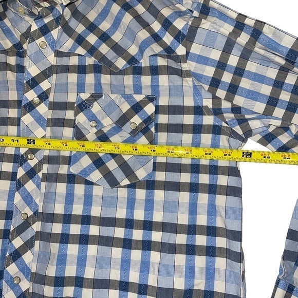 Wrangler Women's Western Top  M/L Blue, Gray Snap Button Front/Sleeves Long Slv - Picture 3 of 9